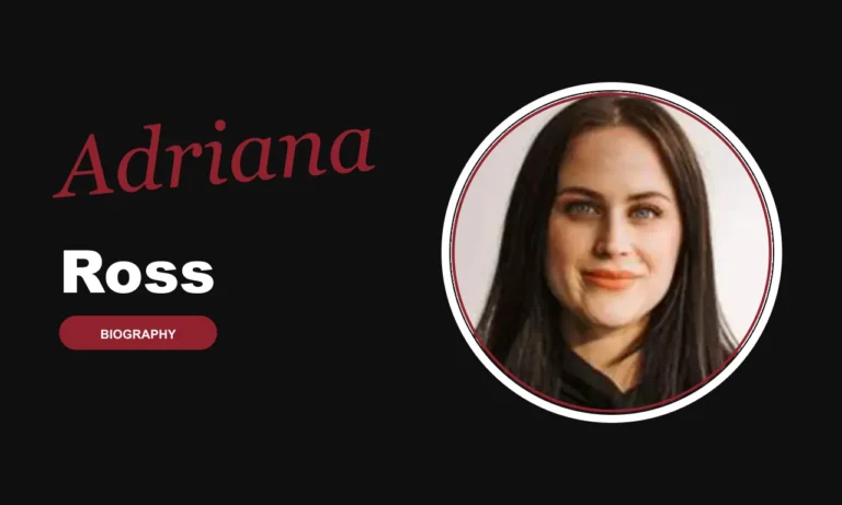 Adriana Ross biography banner on dark background