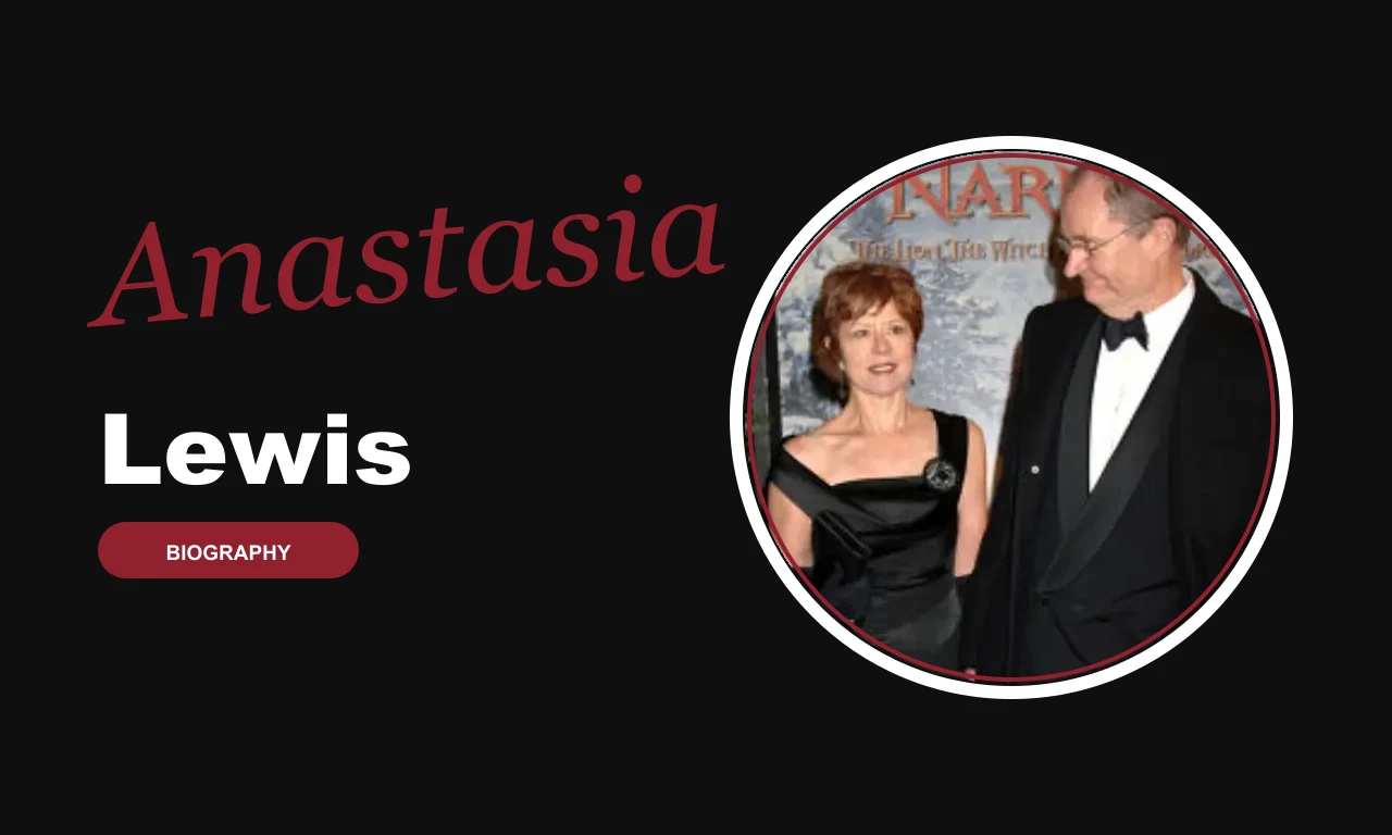 Anastasia Lewis biography banner on dark background