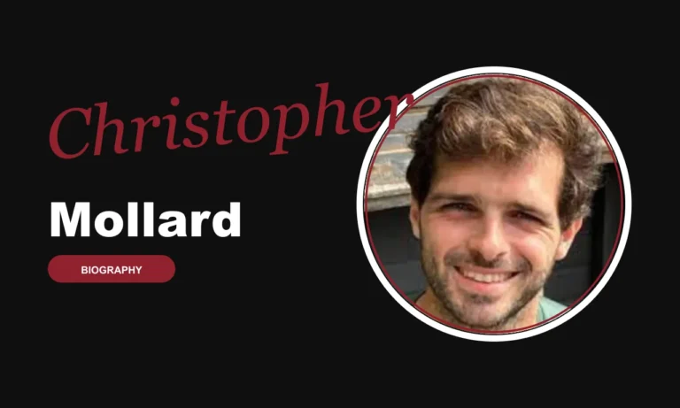 Christopher Mollard biography banner on dark background