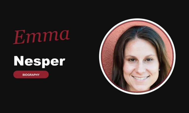 Emma Nesper biography banner on dark background