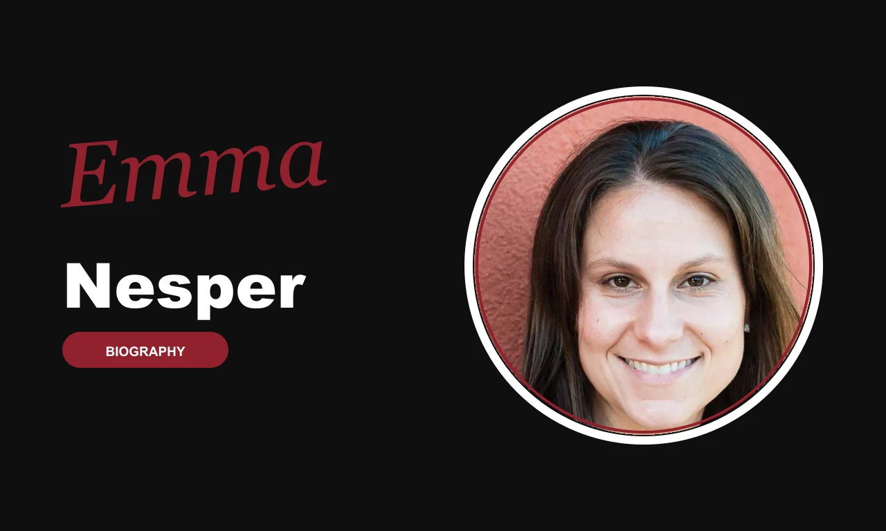 Emma Nesper biography banner on dark background