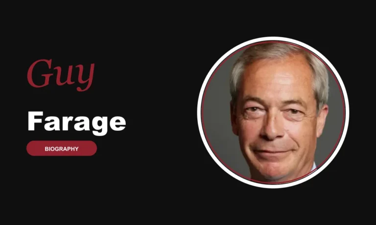 Guy Farage biography banner on dark background