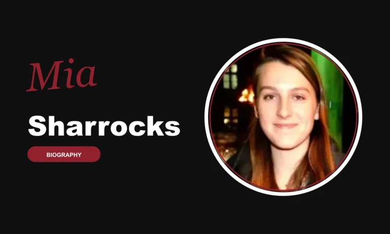 Mia Sharrocks biography banner on dark background