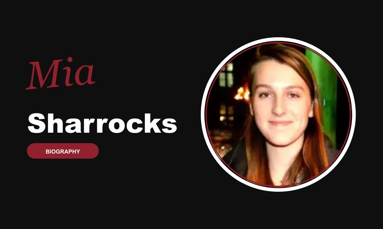 Mia Sharrocks biography banner on dark background