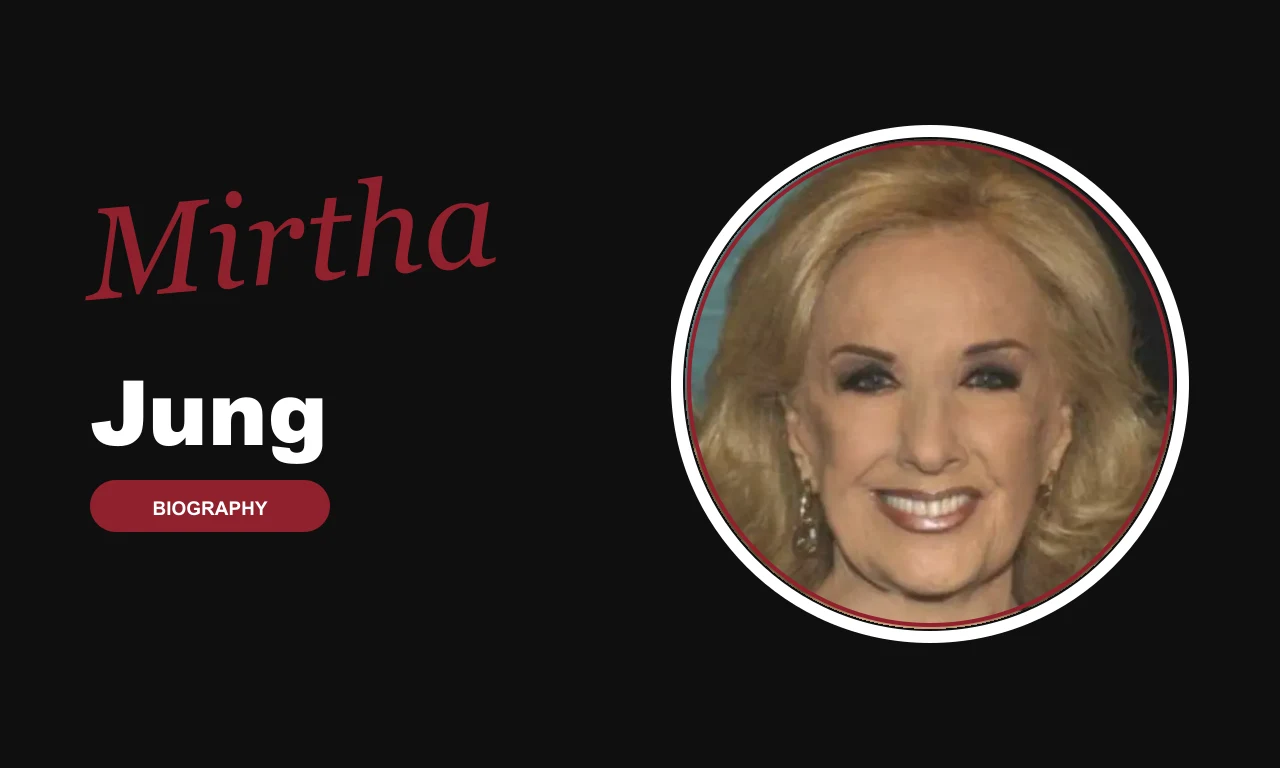 Mirtha Jung biography banner on dark background