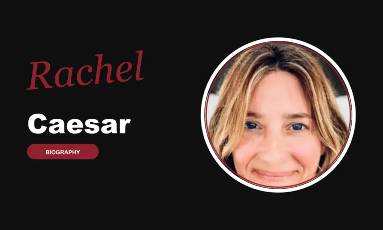 Rachel Caesar biography banner on dark background