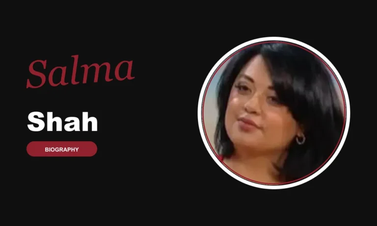 Salma Shah biography banner on dark background