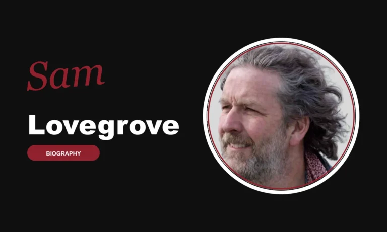 Sam Lovegrove biography banner on dark background