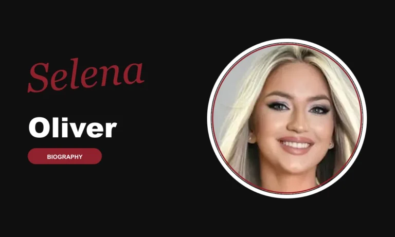 Selena Oliver biography banner on dark background