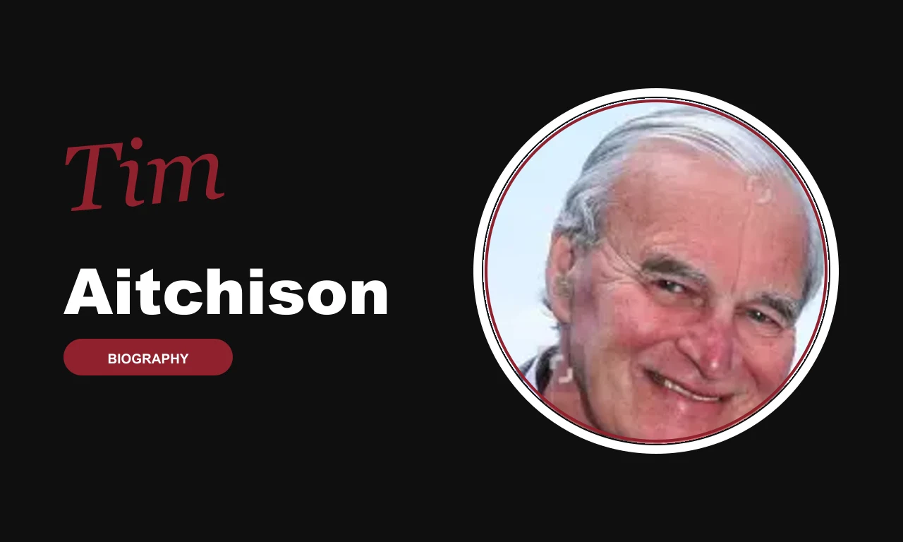 Tim Aitchison biography banner on dark background