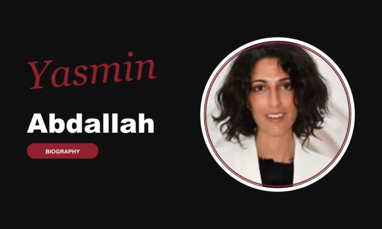 Yasmin Abdallah biography banner on dark background