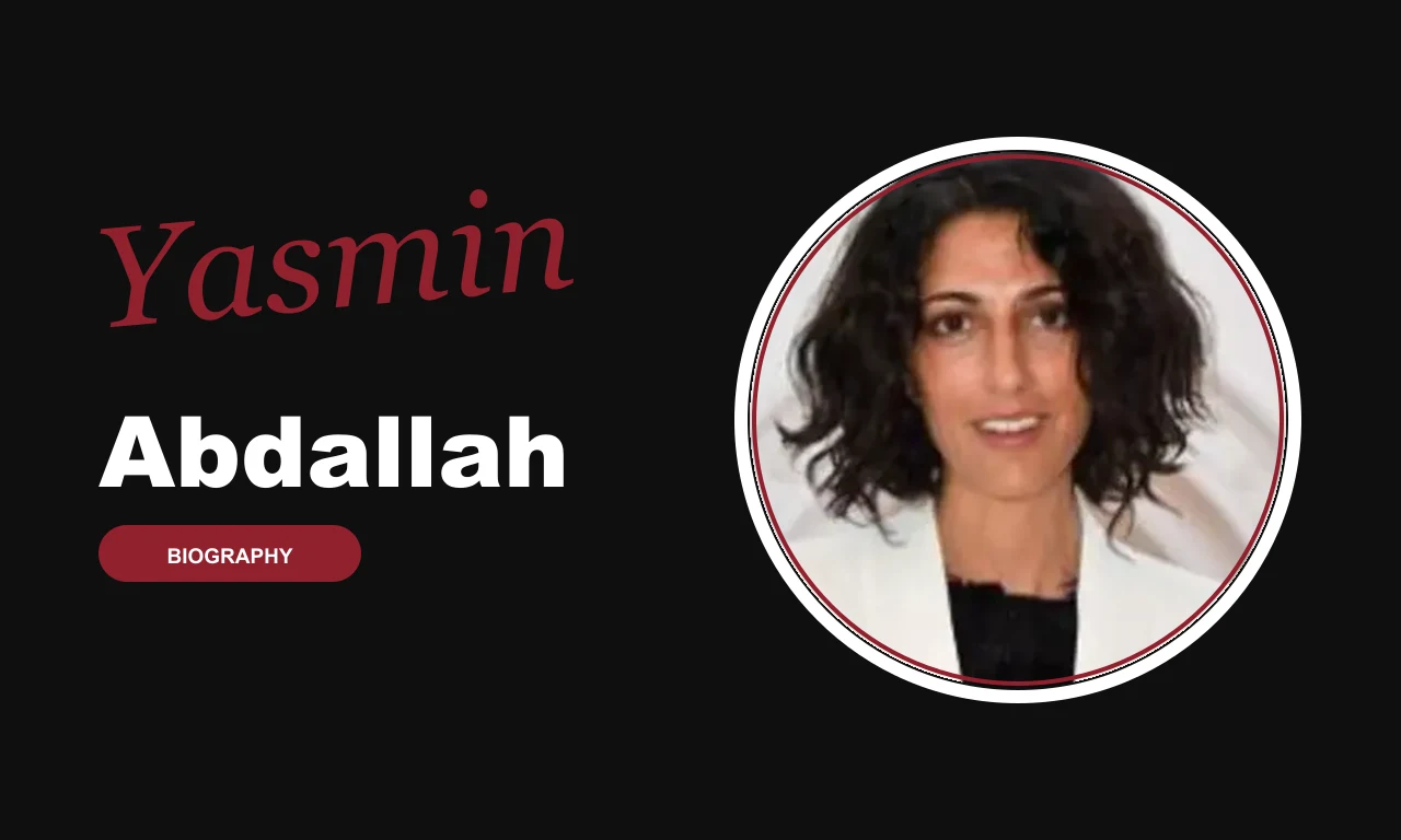 Yasmin Abdallah biography banner on dark background