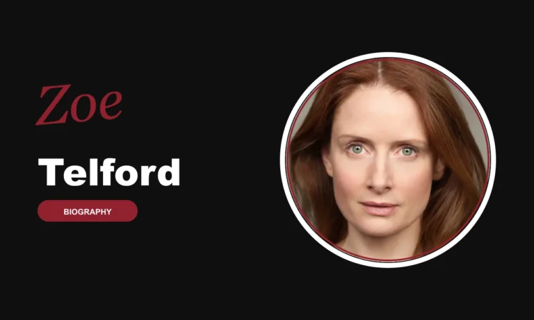 Zoe Telford biography banner on dark background