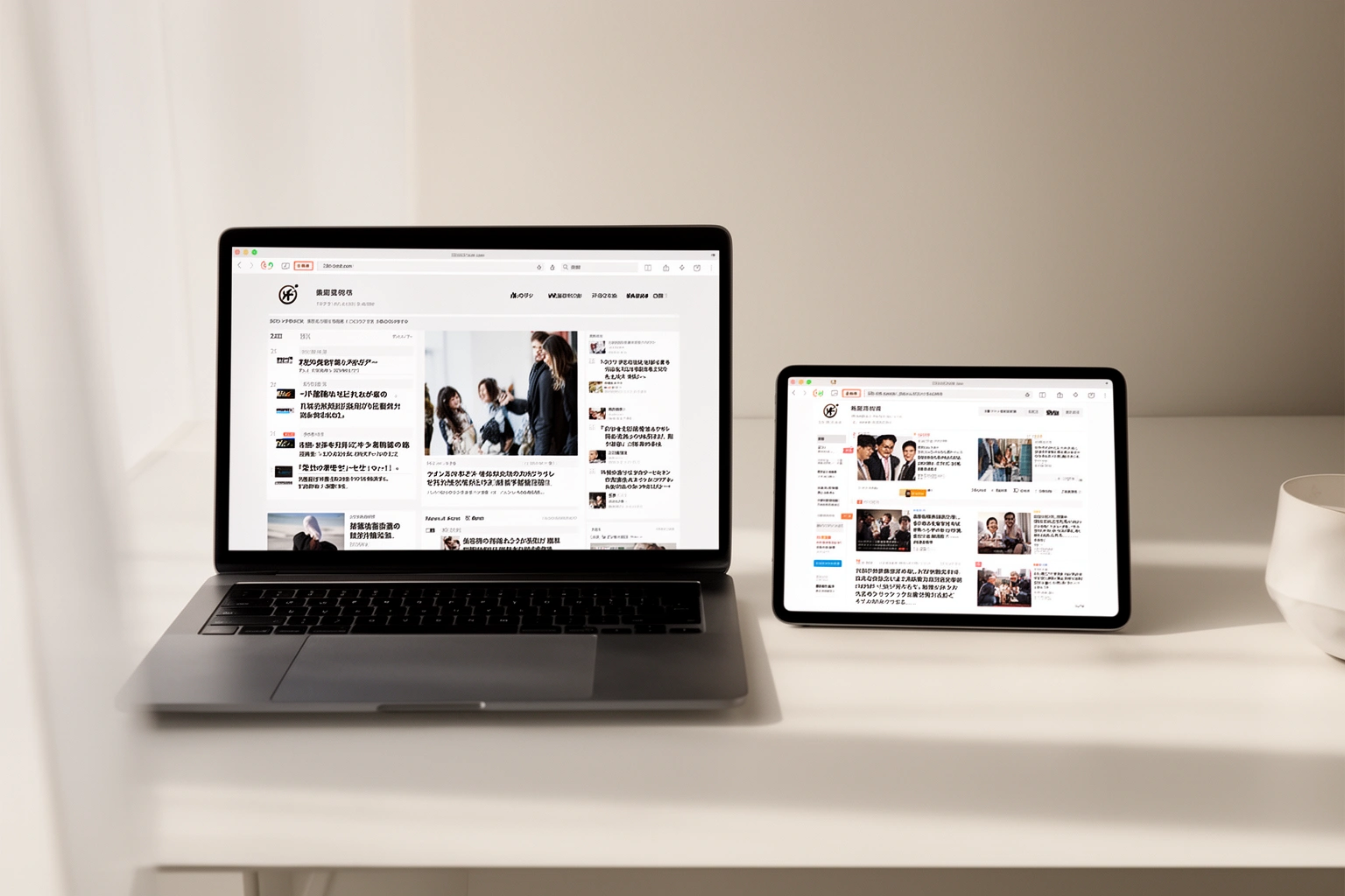 Newsflashburst com news aggregation website concept on multiple devices