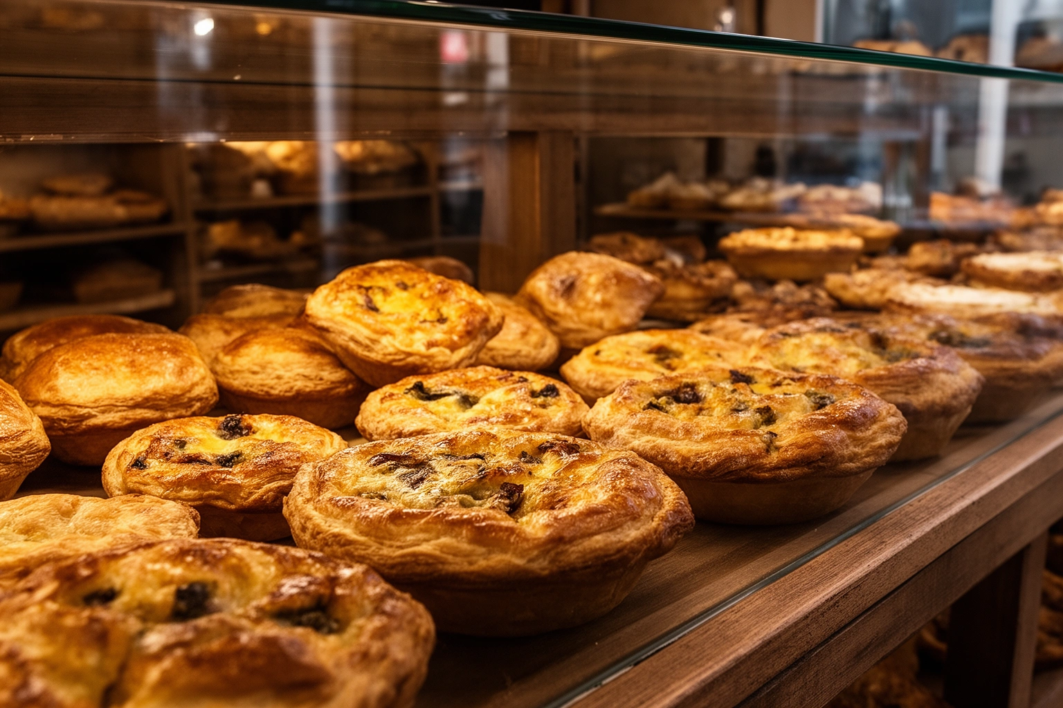 Argentine bakery display case with pastries