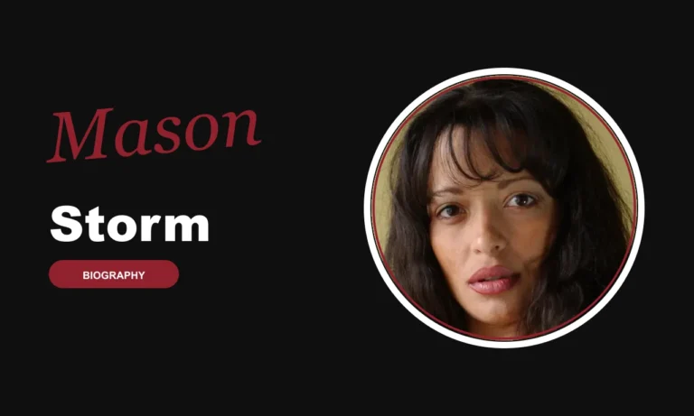 Mason Storm biography banner on dark background