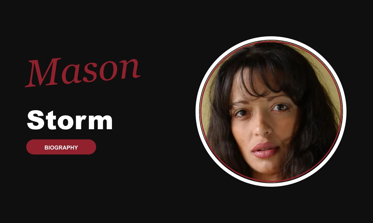 Mason Storm biography banner on dark background