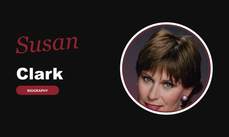 Susan Clark biography banner on dark background